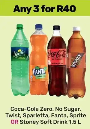 Game Coca-Cola Zero, No Sugar, Twist, Sparletta, Fanta, Sprite OR Stoney Soft Drink offer