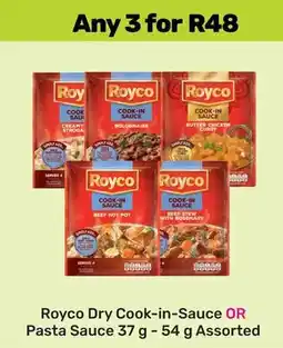 Game Royco Dry Cook-in-Sauce OR Pasta Sauce Assorted offer