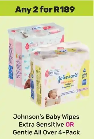 Game Johnson's Baby Wipes Extra Sensitive OR Gentle All Over offer