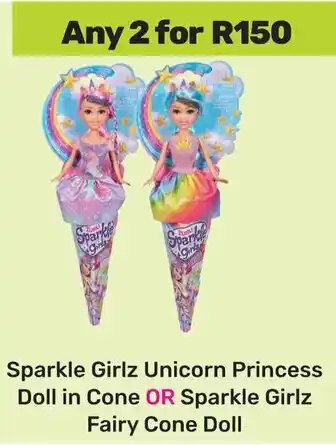 Game Sparkle Girlz Unicorn Princess Doll in Cone OR Sparkle Girlz Fairy Cone Doll offer