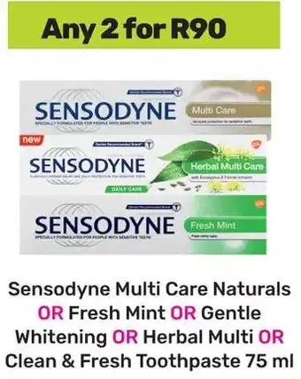 Game Sensodyne Multi Care Naturals OR Fresh Mint OR Gentle Whitening OR Herbal Multi OR Clean & Fresh Toothpaste offer