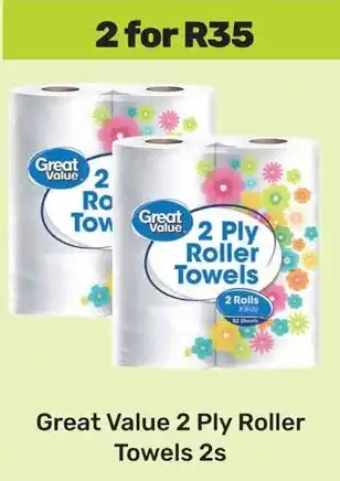 Game Great Value 2 Ply Roller Towels offer