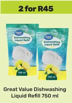 Game Great Value Dishwashing Liquid Refill offer