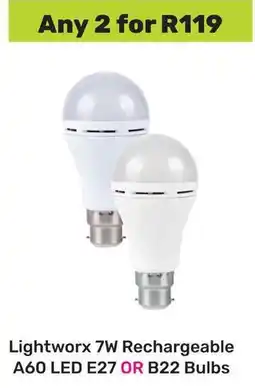 Game Lightworx 7W Rechargeable A60 LED E27 OR B22 Bulbs offer
