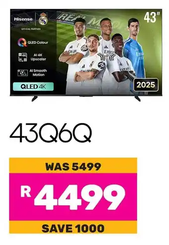 Game Hisense 43" Smart QLED 4K TV offer