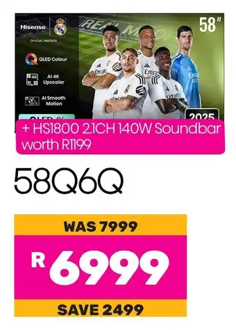 Game Hisense 58" Smart QLED 4K TV offer