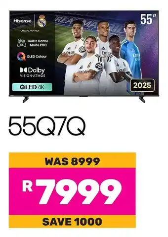 Game Hisense 55" Smart 144Hz QLED 4K TV offer