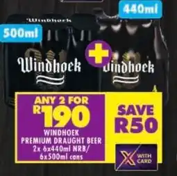 Shoprite Windhoek premium draught beer nrb/cans offer