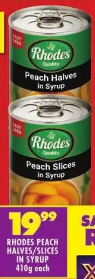 Shoprite Rhodes peach halves/ slices in syrup offer
