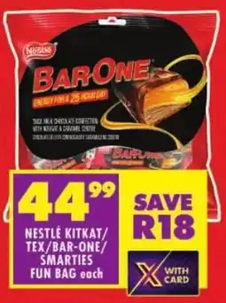 Shoprite Nestlé kitkat/ tex/ bar-one/ smarties fun bag offer