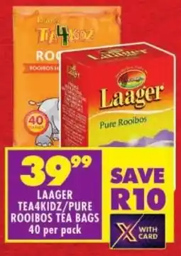 Shoprite Laager tea4kidz/ pure rooibos tea bags offer