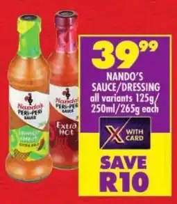Shoprite Nando's sauce/ dressing offer