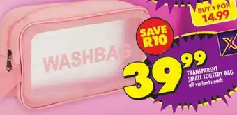 Shoprite Transparent small toiletry bag offer