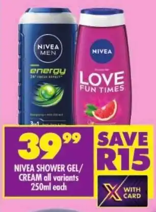 Shoprite Nivea shower gel/ cream offer