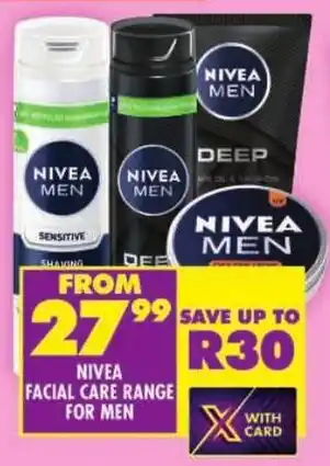 Shoprite Nivea facial care range for men offer