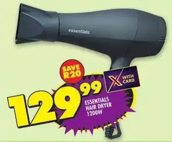 Shoprite Essentials hair dryer 1200w offer