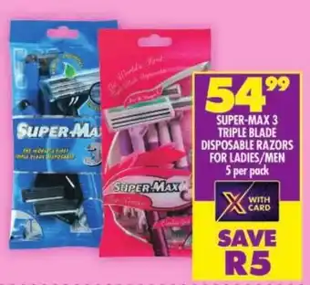 Shoprite Super-max 3 triple blade disposable razors for ladies/men offer