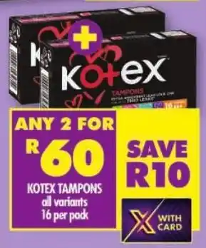 Shoprite Kotex tampons offer