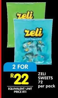 Shoprite ZELI SWEETS 72 per pack offer