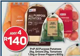 Pick n Pay PnP All Purpose Potatoes 2kg, Onions 2kg, Tomatoes 1.5kg or Green Peppers 800g offer