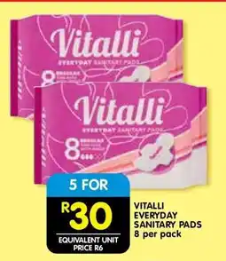 Shoprite VITALLI EVERYDAY SANITARY PADS 8 per pack offer