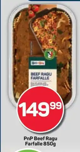 Pick n Pay PnP Beef Ragu Farfalle 850g offer