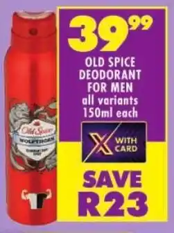 Shoprite Old spice deodorant for men offer