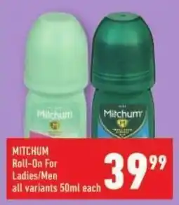 Shoprite MITCHUM Roll-On For Ladies/ Men offer