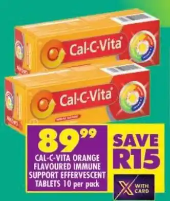 Shoprite Cal-c-vita orange flavoured immune support effervescent tablets offer