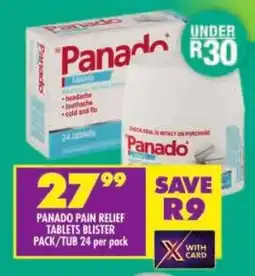 Shoprite Panado pain relief tablets blister pack/tub offer