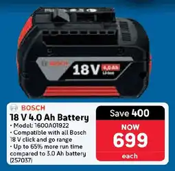 Makro BOSCH 18 V 4.0 Ah Battery offer