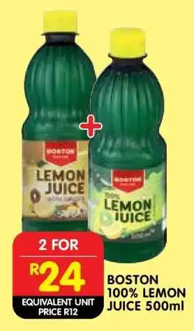 Shoprite BOSTON 100% LEMON JUICE 500ml offer