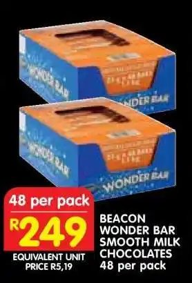 Shoprite BEACON WONDER BAR SMOOTH MILK CHOCOLATES 48 per pack offer