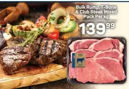Pick n Pay Bulk Rump, T-Bone & Club Steak Mixed Pack Per kg offer