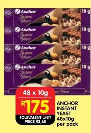 Shoprite ANCHOR INSTANT YEAST 48x10g offer
