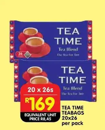 Shoprite TEA TIME TEABAGS 20x26 per pack offer
