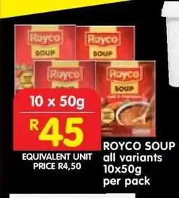 Shoprite ROYCO SOUP all variants 10x50g per pack offer