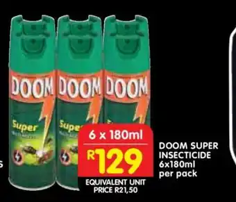 Shoprite DOOM SUPER INSECTICIDE 6x180ml per pack offer