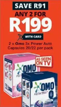 Checkers Omo 3x Power Auto Capsules offer