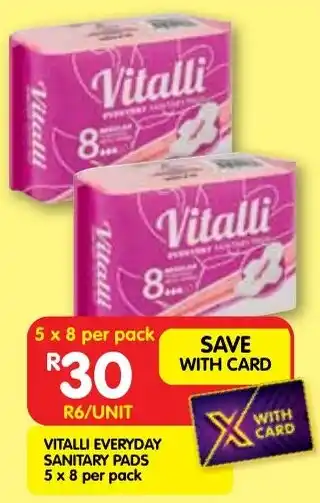 Shoprite Vitalli everyday sanitary pads offer