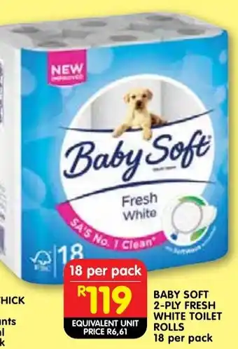 Shoprite Baby soft 2-ply fresh white toilet rolls offer