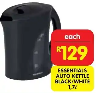 Shoprite Essentials auto kettle black/ white offer