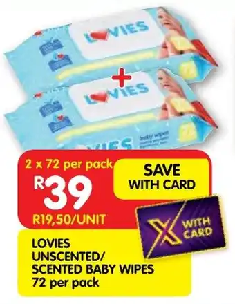 Shoprite Lovies unscented/ scented baby wipes offer