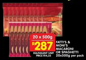 Shoprite Fatti's & moni's macaroni or spaghetti offer