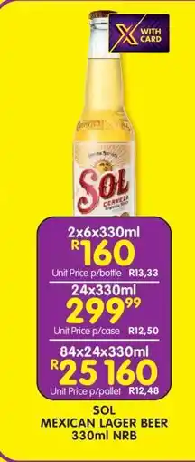 Shoprite SOL MEXICAN LAGER BEER 330ml NRB offer