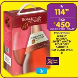 Shoprite ROBERTSON WINERY NATURAL SWEET WHITE/RED/ROSÉ/SMOOTH RED BLEND WINE 3ℓ offer