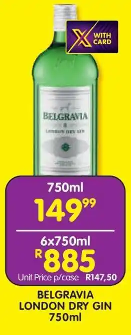 Shoprite Belgravia London Dry Gin 750ml offer