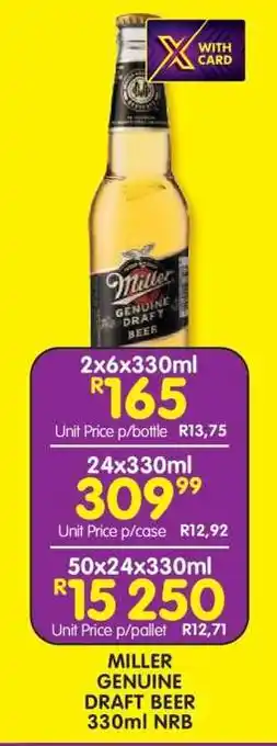 Shoprite MILLER GENUINE DRAFT BEER 330ml NRB offer