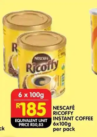 Shoprite NESCAFÉ RICOFFY INSTANT COFFEE 6x100g per pack offer