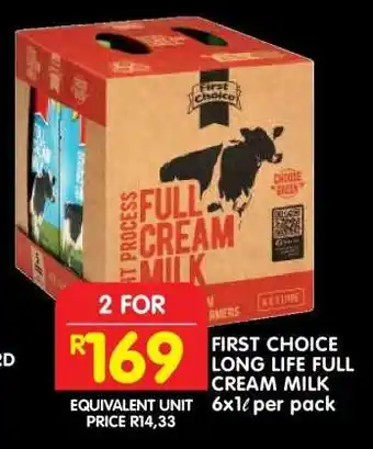 Shoprite First Choice Long Life Full Cream Milk offer